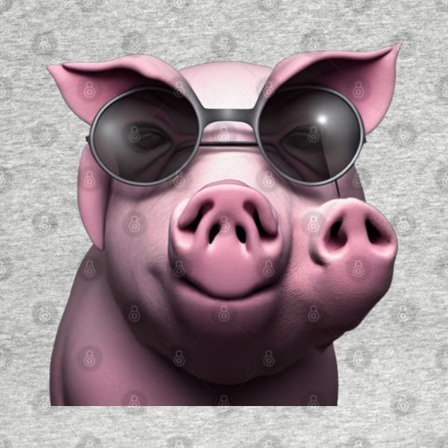 creature,photorealistic scary pig with pierced nose and sunglasses 8k by rogergren